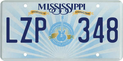 MS license plate LZP348