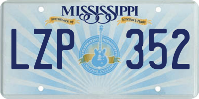 MS license plate LZP352