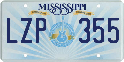 MS license plate LZP355