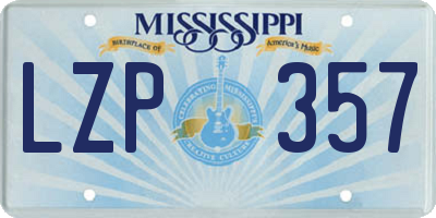 MS license plate LZP357