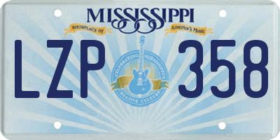MS license plate LZP358