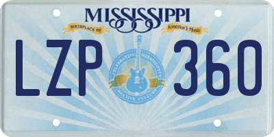 MS license plate LZP360