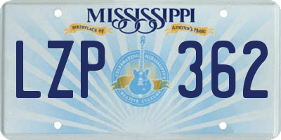 MS license plate LZP362