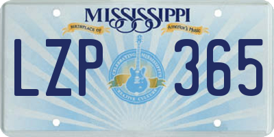 MS license plate LZP365