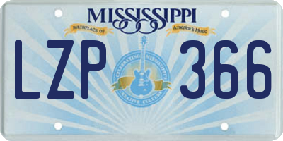 MS license plate LZP366