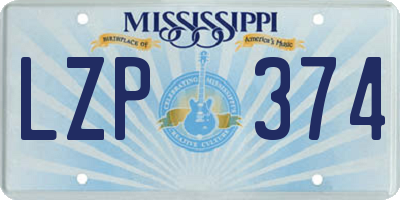 MS license plate LZP374