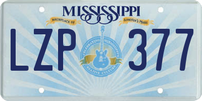 MS license plate LZP377