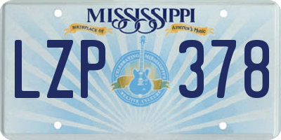 MS license plate LZP378