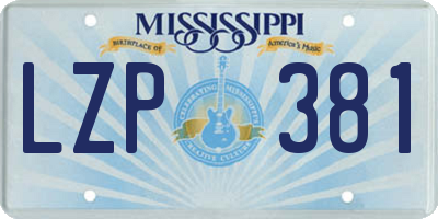 MS license plate LZP381
