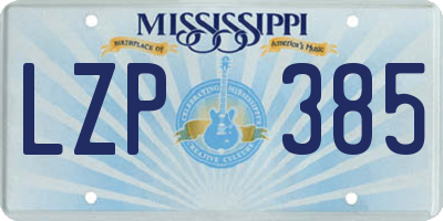 MS license plate LZP385