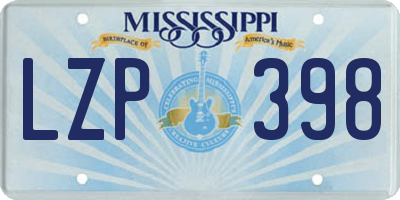 MS license plate LZP398
