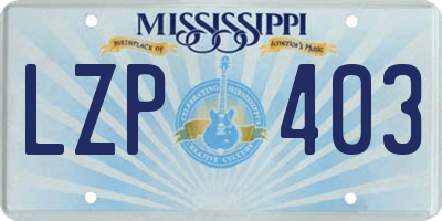MS license plate LZP403