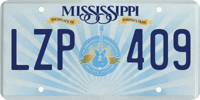 MS license plate LZP409