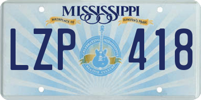 MS license plate LZP418