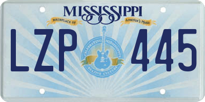 MS license plate LZP445