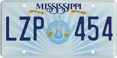 MS license plate LZP454