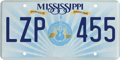 MS license plate LZP455