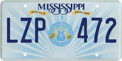 MS license plate LZP472