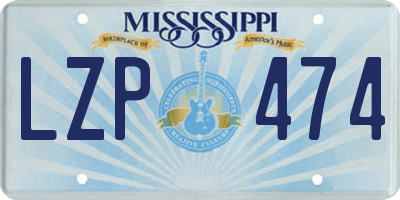 MS license plate LZP474