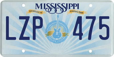 MS license plate LZP475
