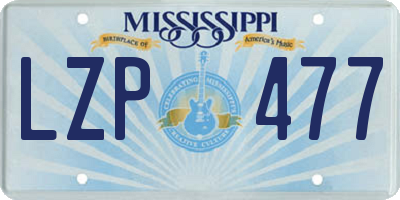MS license plate LZP477