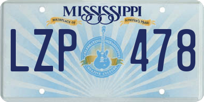 MS license plate LZP478