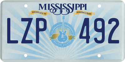 MS license plate LZP492