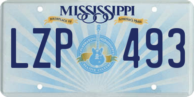 MS license plate LZP493