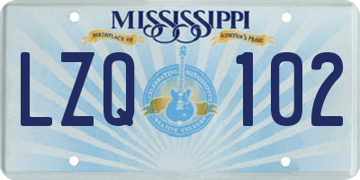 MS license plate LZQ102
