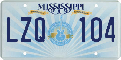 MS license plate LZQ104