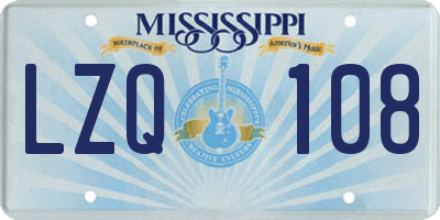 MS license plate LZQ108
