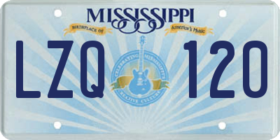 MS license plate LZQ120