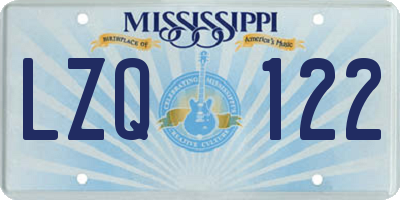 MS license plate LZQ122