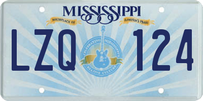 MS license plate LZQ124