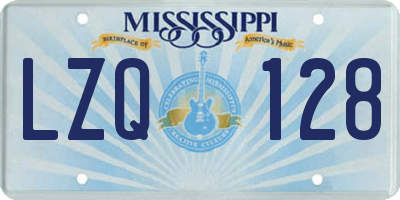 MS license plate LZQ128