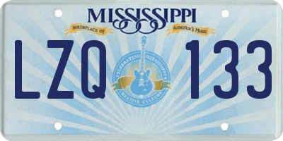 MS license plate LZQ133