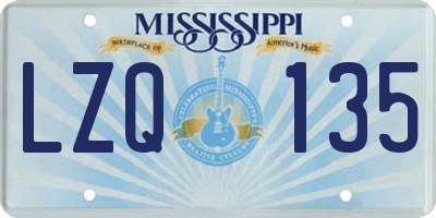 MS license plate LZQ135