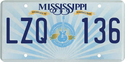MS license plate LZQ136