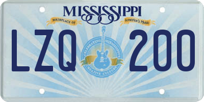MS license plate LZQ200