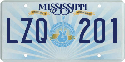 MS license plate LZQ201