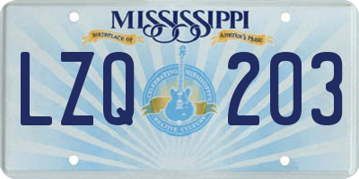 MS license plate LZQ203