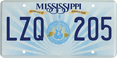 MS license plate LZQ205