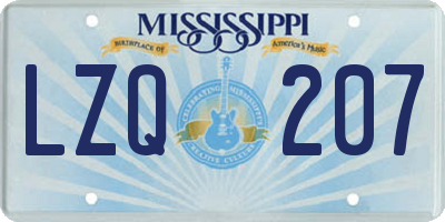 MS license plate LZQ207