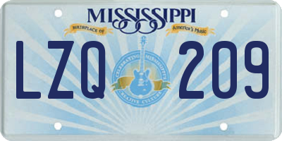 MS license plate LZQ209
