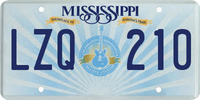MS license plate LZQ210