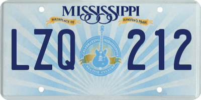MS license plate LZQ212