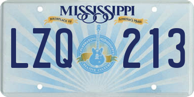 MS license plate LZQ213