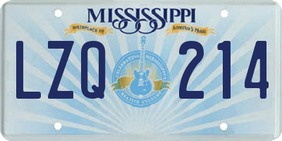 MS license plate LZQ214
