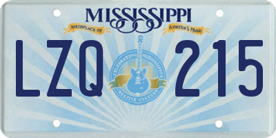 MS license plate LZQ215