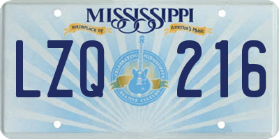 MS license plate LZQ216